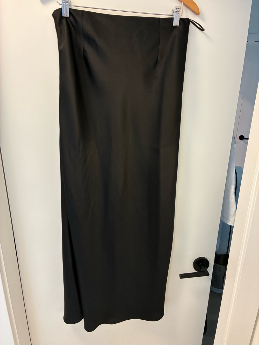 Black Satin Maxi Skirt - Women's Pencil Silhouette - NWOT - Picture 5 of 8